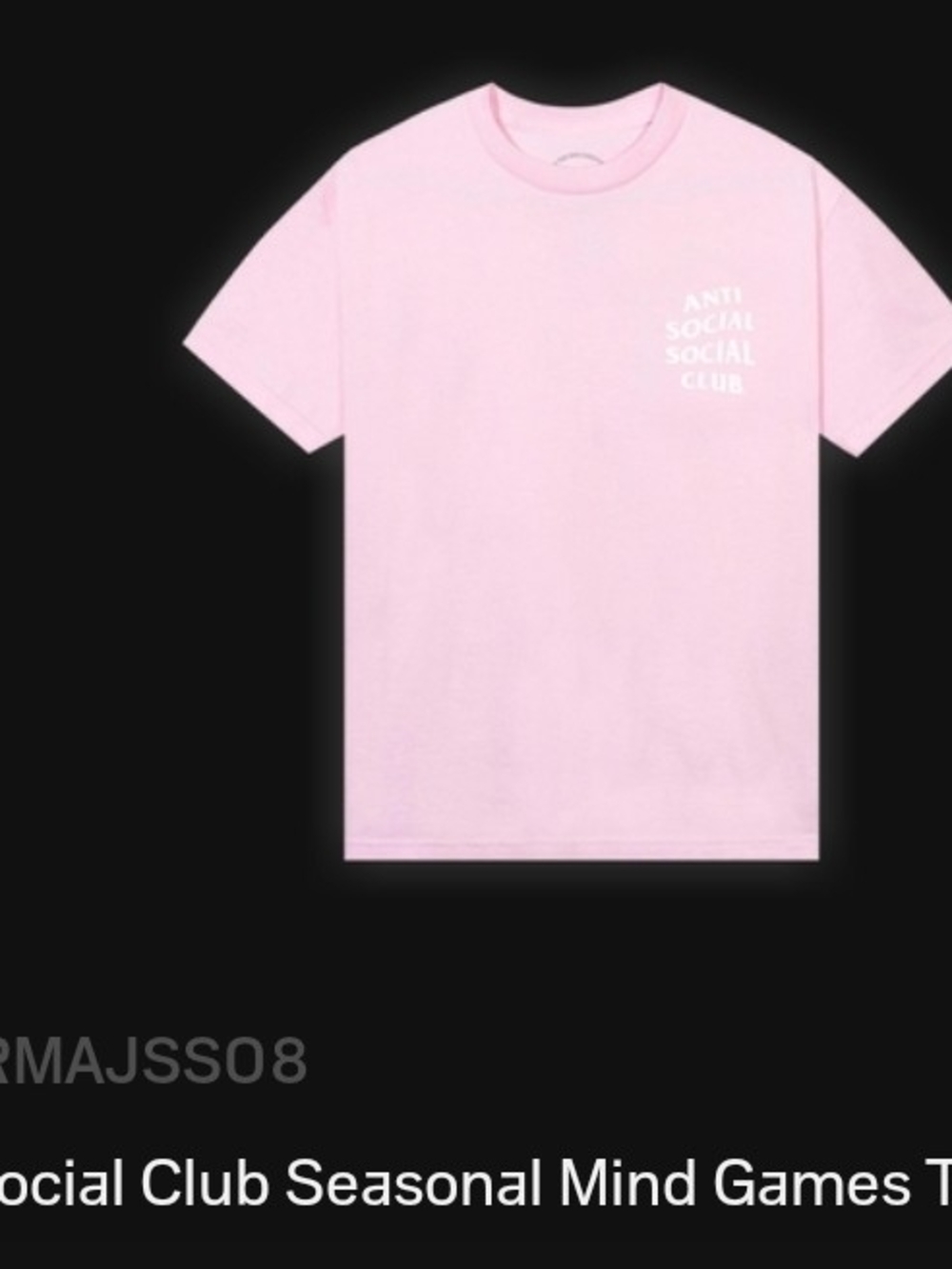 Anti Social Social Club Mind Games Baby Pink OG Bag And Tag Size L